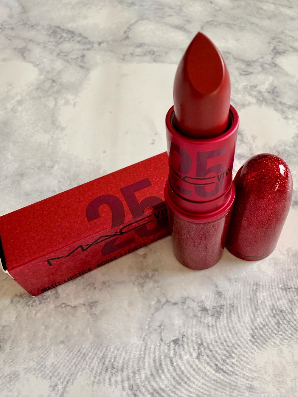 RARE NEW IN BOX MAC Cosmetics 25 years Viva I Glam Red Matte Lipstick